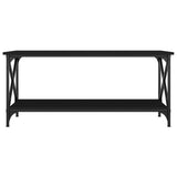 Coffee Table Black 100x45x45 cm Engineered Wood and Iron - Top-Down View