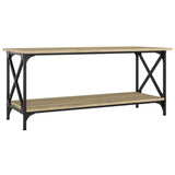 Coffee Table Sonoma Oak 100x45x45 cm Engineered Wood and Iron - Front View