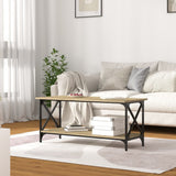 Coffee Table Sonoma Oak 100x45x45 cm Engineered Wood and Iron