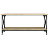 Coffee Table Sonoma Oak 100x45x45 cm Engineered Wood and Iron - Top-Down View