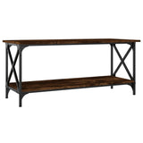 Coffee Table Smoked Oak 100x45x45 cm Engineered Wood and Iron - Front View