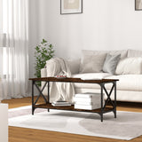 Coffee Table Smoked Oak 100x45x45 cm Engineered Wood and Iron - Side View