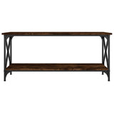 Coffee Table Smoked Oak 100x45x45 cm Engineered Wood and Iron - Top-Down View