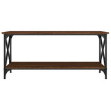 Coffee Table Brown Oak 100x45x45 cm Engineered Wood and Iron - Top-Down View