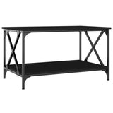 Coffee Table Black 80x50x45 cm Engineered Wood and Iron - Front View