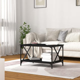Coffee Table Black 80x50x45 cm Engineered Wood and Iron - Side View