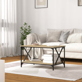 Coffee Table Sonoma Oak 80x50x45 cm Engineered Wood and Iron - Side View