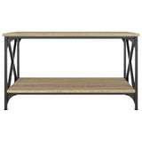 Coffee Table Sonoma Oak 80x50x45 cm Engineered Wood and Iron - Top-Down View