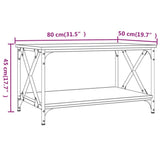 Coffee Table Sonoma Oak 80x50x45 cm Engineered Wood and Iron
