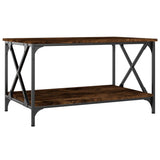 Coffee Table Smoked Oak 80x50x45 cm Engineered Wood and Iron - Front View