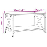 Coffee Table Smoked Oak 80x50x45 cm Engineered Wood and Iron