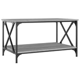 Coffee Table Grey Sonoma 80x50x45 cm Engineered Wood and Iron - Front View
