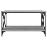 Coffee Table Grey Sonoma 80x50x45 cm Engineered Wood and Iron - Top-Down View