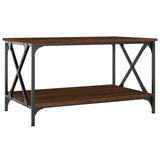 Coffee Table Brown Oak 80x50x45 cm Engineered Wood and Iron - Front View