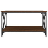 Coffee Table Brown Oak 80x50x45 cm Engineered Wood and Iron - Top-Down View