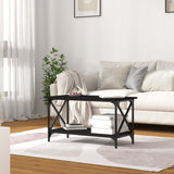 Coffee Table Black 80x45x45 cm Engineered Wood and Iron - Side View