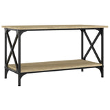 Coffee Table Sonoma Oak 80x45x45 cm Engineered Wood and Iron - Front View