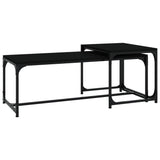 Coffee Tables 2 pcs Black Engineered Wood - Front View