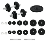 Dumbbell with Plates Set 40 kg Cast Iron and Chrome Plated Steel - Front View