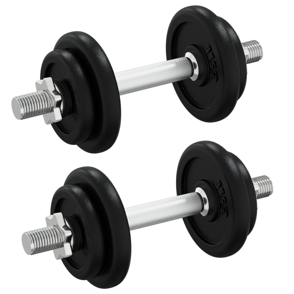 Dumbbell with Plates Set 40 kg Cast Iron and Chrome Plated Steel