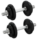 Dumbbell with Plates Set 40 kg Cast Iron and Chrome Plated Steel - Top-Down View