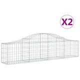 Arched Gabion Baskets 2 pcs 200x30x40/60 cm Galvanised Iron - Front View