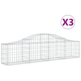 Arched Gabion Baskets 3 pcs 200x30x40/60 cm Galvanised Iron - Front View