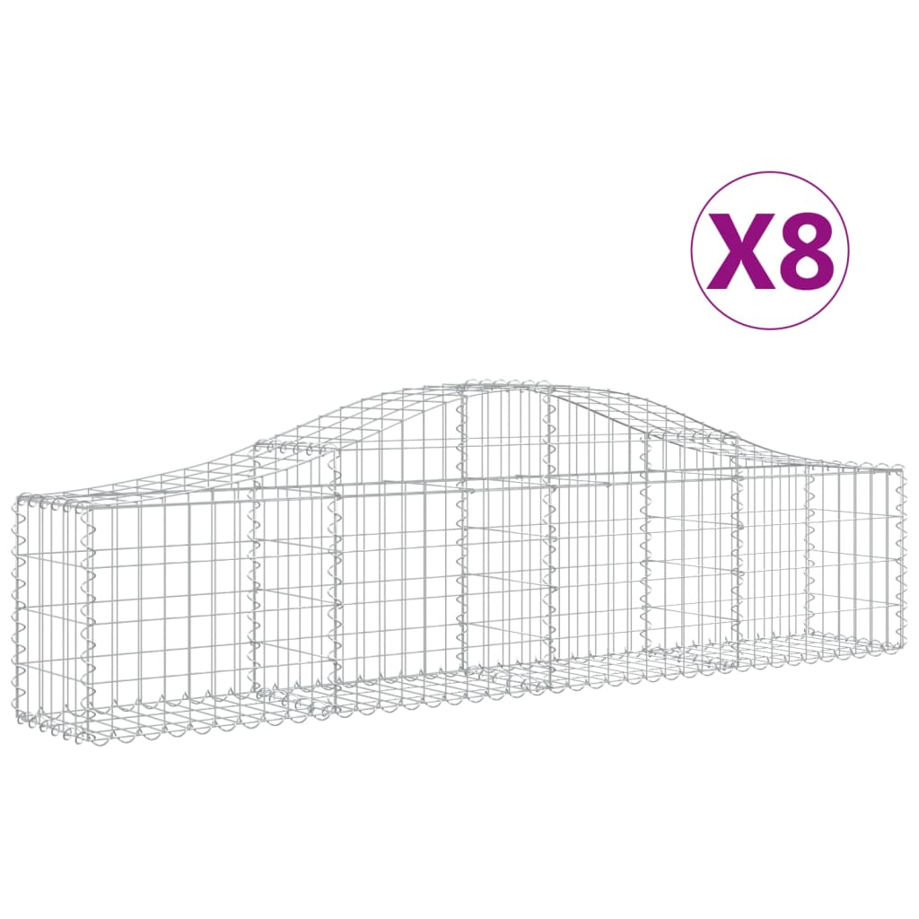Arched Gabion Baskets 8 pcs 200x30x40/60 cm Galvanised Iron