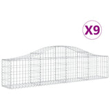 Arched Gabion Baskets 9 pcs 200x30x40/60 cm Galvanised Iron - Front View