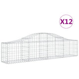 Arched Gabion Baskets 12 pcs 200x30x40/60 cm Galvanised Iron - Front View