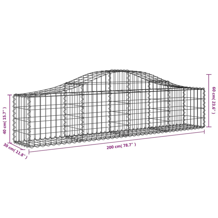Arched Gabion Baskets 12 pcs 200x30x40/60 cm Galvanised Iron