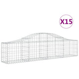 Arched Gabion Baskets 15 pcs 200x30x40/60 cm Galvanised Iron