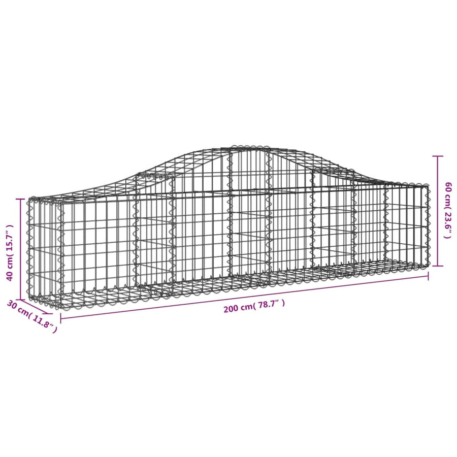 Arched Gabion Baskets 18 pcs 200x30x40/60 cm Galvanised Iron