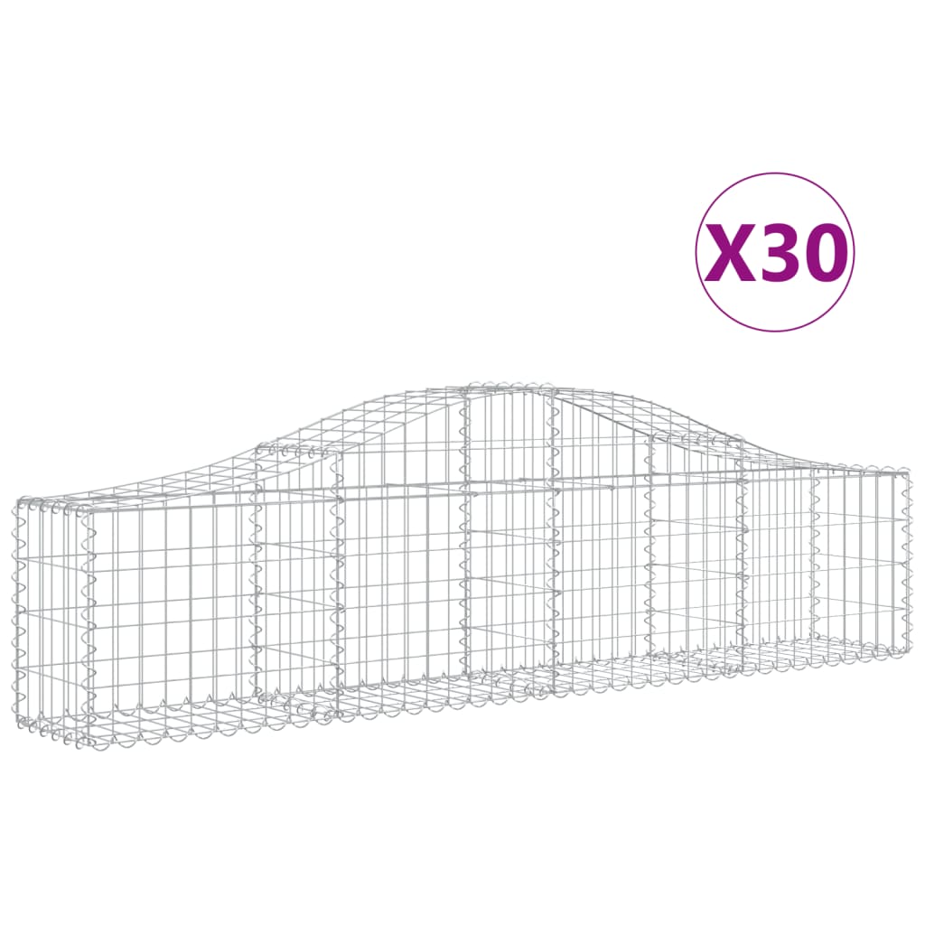 Arched Gabion Baskets 30 pcs 200x30x40/60 cm Galvanised Iron