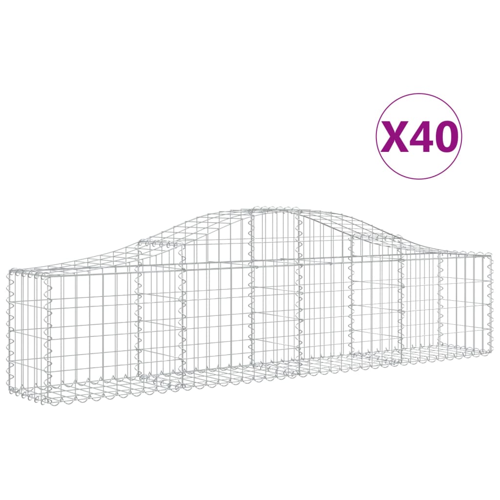 Arched Gabion Baskets 40 pcs 200x30x40/60 cm Galvanised Iron