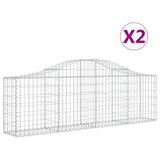 Arched Gabion Baskets 2 pcs 200x30x60/80 cm Galvanised Iron - Front View