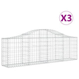 Arched Gabion Baskets 3 pcs 200x30x60/80 cm Galvanised Iron - Front View