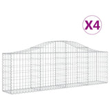 Arched Gabion Baskets 4 pcs 200x30x60/80 cm Galvanised Iron - Front View