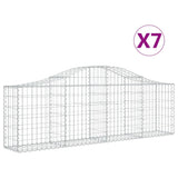 Arched Gabion Baskets 7 pcs 200x30x60/80 cm Galvanised Iron - Front View