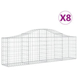 Arched Gabion Baskets 8 pcs 200x30x60/80 cm Galvanised Iron - Front View