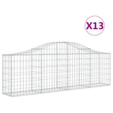 Arched Gabion Baskets 13 pcs 200x30x60/80 cm Galvanised Iron - Front View