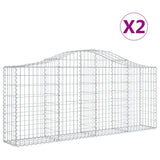 Arched Gabion Baskets 2 pcs 200x30x80/100 cm Galvanised Iron - Front View