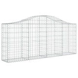 Arched Gabion Baskets 2 pcs 200x30x80/100 cm Galvanised Iron - Side View
