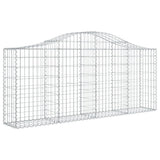 Arched Gabion Baskets 3 pcs 200x30x80/100 cm Galvanised Iron - Side View