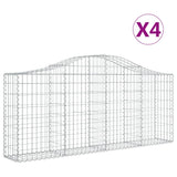 Arched Gabion Baskets 4 pcs 200x30x80/100 cm Galvanised Iron - Front View