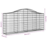Arched Gabion Baskets 4 pcs 200x30x80/100 cm Galvanised Iron - Rear View