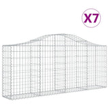 Arched Gabion Baskets 7 pcs 200x30x80/100 cm Galvanised Iron - Front View