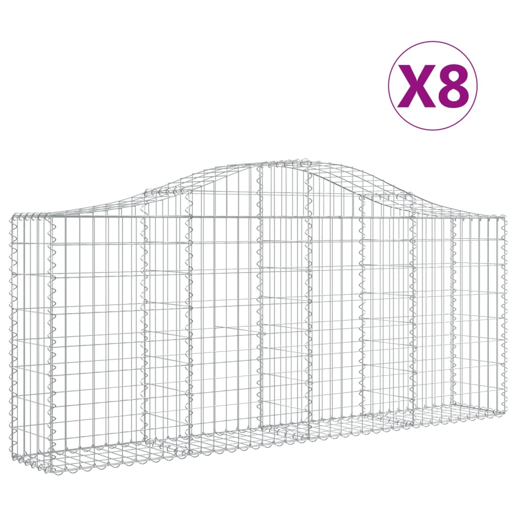 Arched Gabion Baskets 8 pcs 200x30x80/100 cm Galvanised Iron