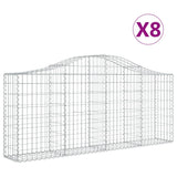 Arched Gabion Baskets 8 pcs 200x30x80/100 cm Galvanised Iron - Front View