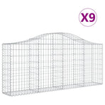 Arched Gabion Baskets 9 pcs 200x30x80/100 cm Galvanised Iron